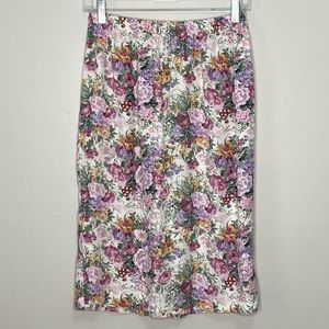 VINTAGE floral midi skirt in purple pink
